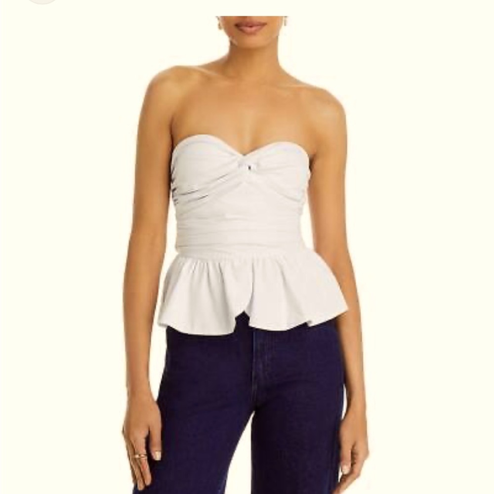 FORE Peplum Knot Strapless Top w/Side Zip and Elastic Back Size‎ Medium NWT